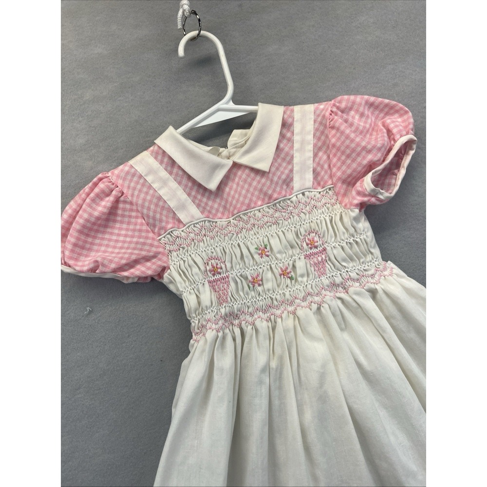 Princess Anna 6 Vintage Hand Smocked Apron Style Pink White Gingham Dress
